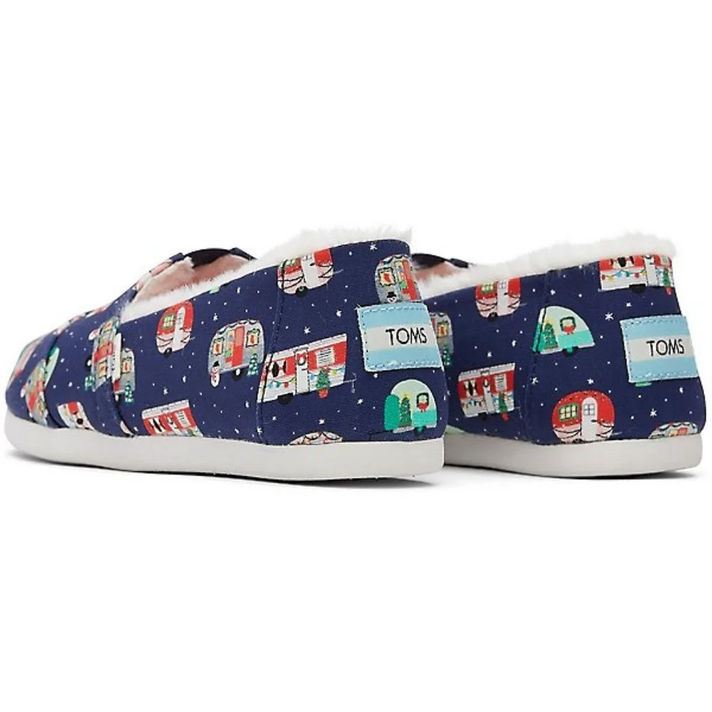 👣TOM'S 🌱ALPARGATA Paper Source Holiday Camper Fur Lined Espadrilles